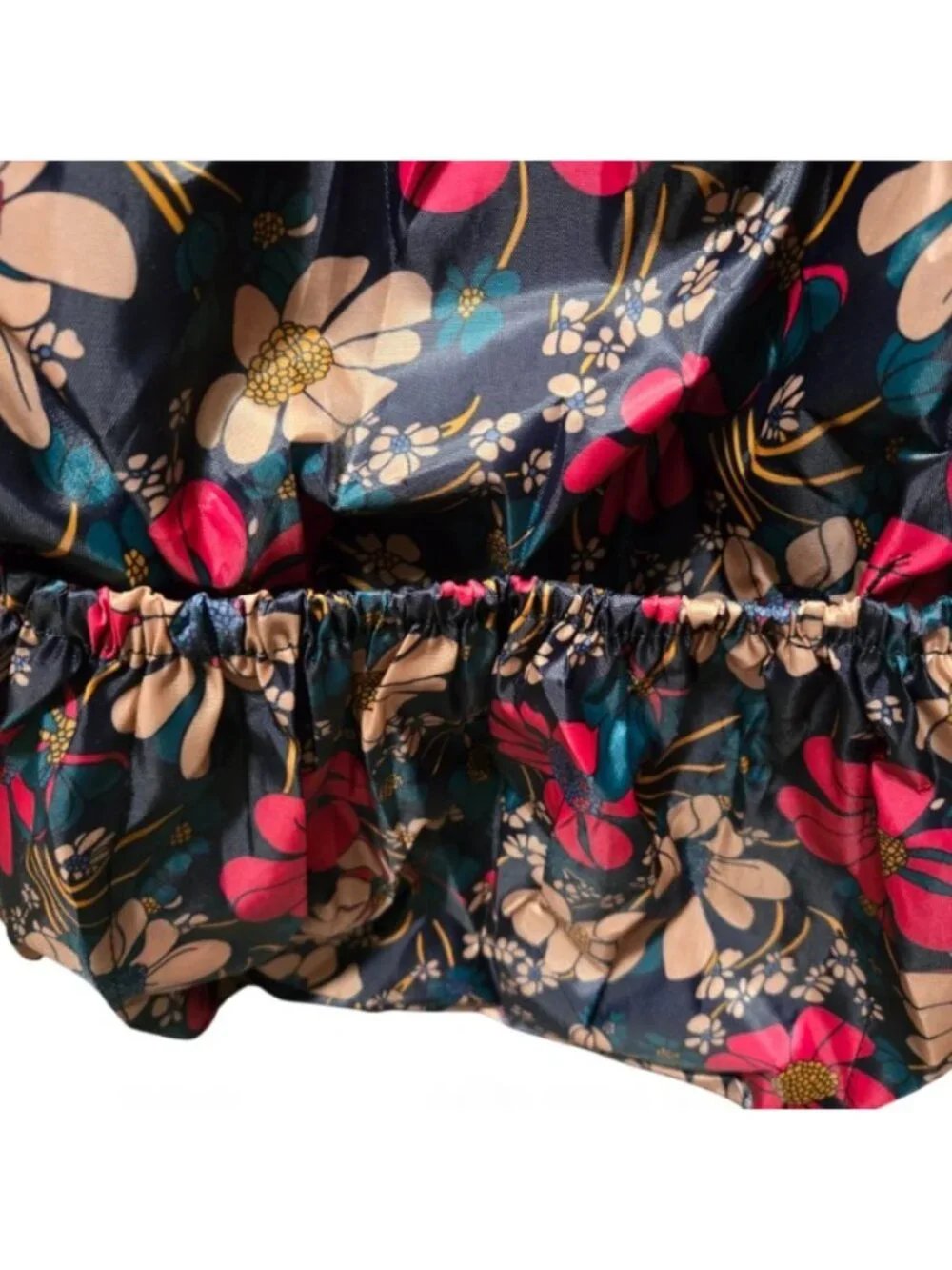 Floral Drawstring Backpack Nylon Polyester Large Travel Gym Cinch Bag Tote